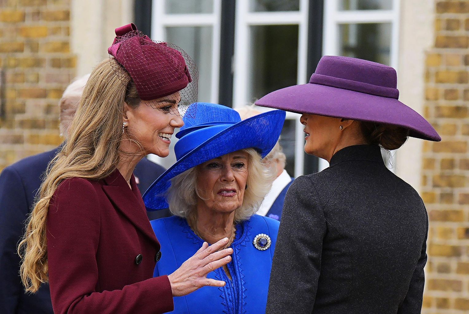 Camilla Appears to Usher Kate Middleton Aside During Trump Welcome