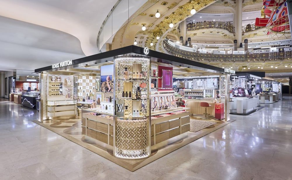 Louis Vuitton launches first dedicated beauty corner at Galeries Lafayette Paris Haussmann.