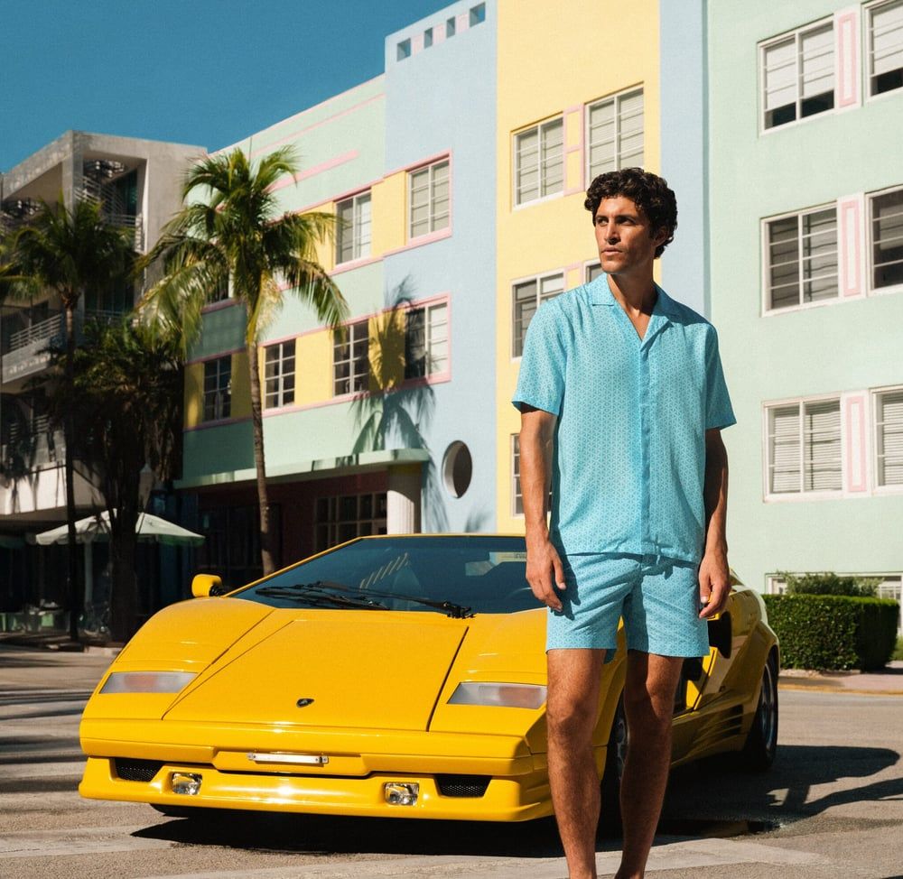 Orlebar Brown and Lamborghini Cruise into Miami with Revuelto-Inspired Resort Wear